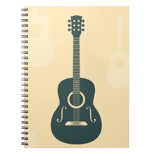 Cuaderno Música retra elegante de la guitarra acústica (Frente)