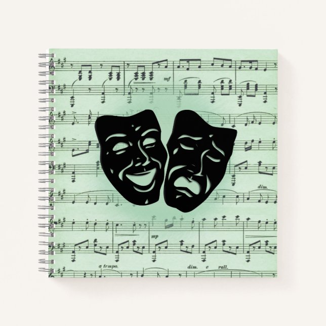 Cuaderno Música verde y máscaras griegas de teatro (Anverso)