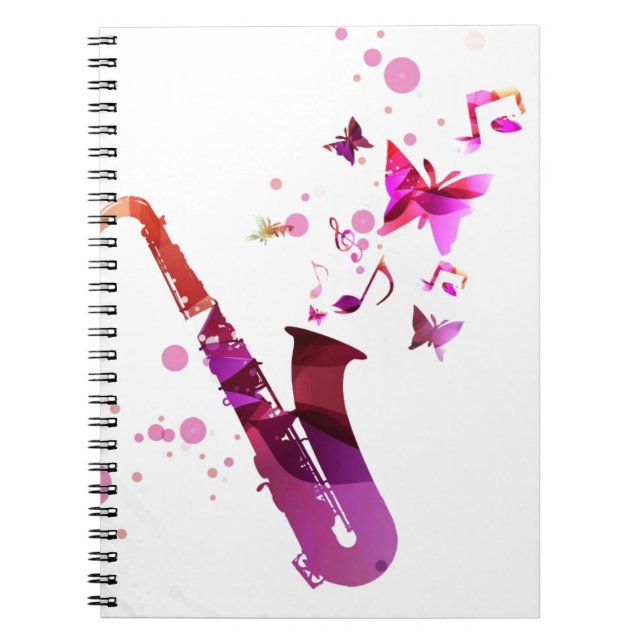 Cuaderno Música y mariposas lindas saxofónicas (Frente)