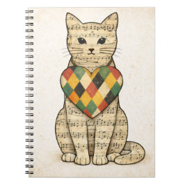 Cuaderno Musical Cat Collage with Harlequin Heart