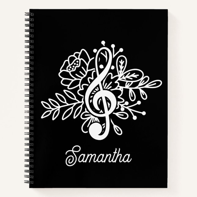 Cuaderno Músico de Music Journal Treble Clef Flowers (Anverso)