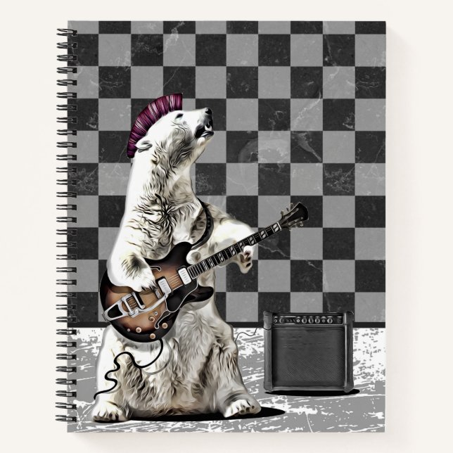 Cuaderno Músico de rock y rock de punk con guitarra (Anverso)