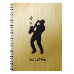 Cuaderno Músico de saxofón dorado con nombre