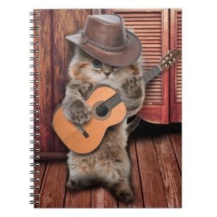 Cuaderno Músico de vaquero de Gato Occidental con guitarra