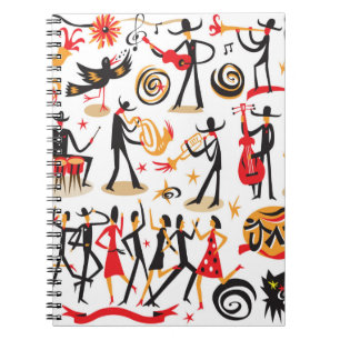 Cuaderno músicos de jazz - íconos establecidos. Aislado en 
