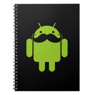 Cuaderno Mustache del icono del robot android en negro