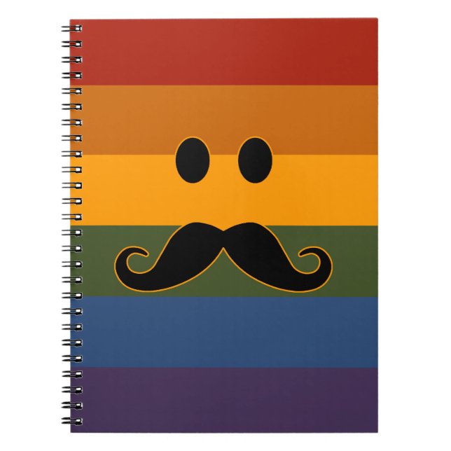 Cuaderno Mustache Pride personalizado portátil (Frente)
