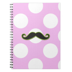 Cuaderno Mustache verde, bigote de rizo, cefalea, puntos de