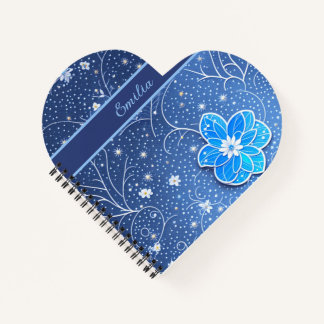 Cuaderno Muster blau weiß mit Blumen