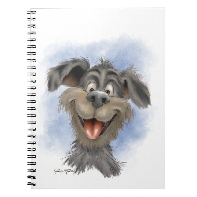 Cuaderno Mutt sonriente feliz – Dibujo animado de perro lin (Frente)
