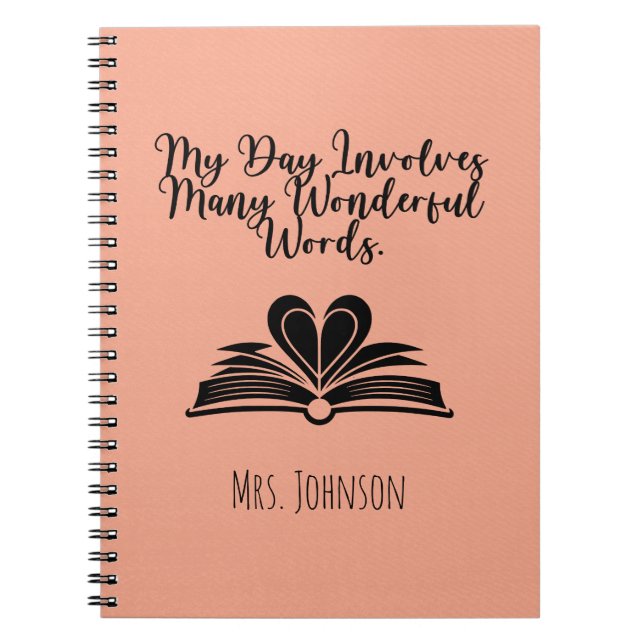 Cuaderno My Day Involves Many Wonderful Words Educator (Frente)