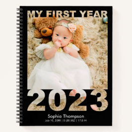 Cuaderno My First Year 2023 Modern Cutout Baby Photo Black
