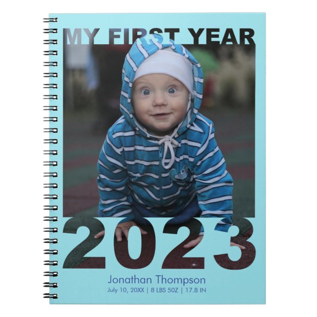Cuaderno My First Year 2023 Modern Cutout Baby Photo Blue (Frente)