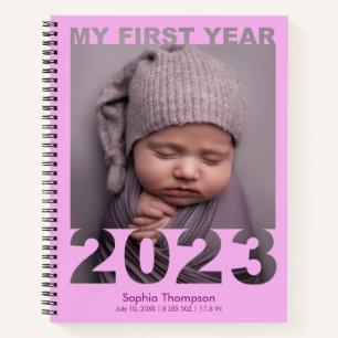 Cuaderno My First Year 2023 Modern Cutout Baby Photo Pink