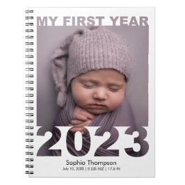 Cuaderno My First Year 2023 Modern Cutout Baby Photo White