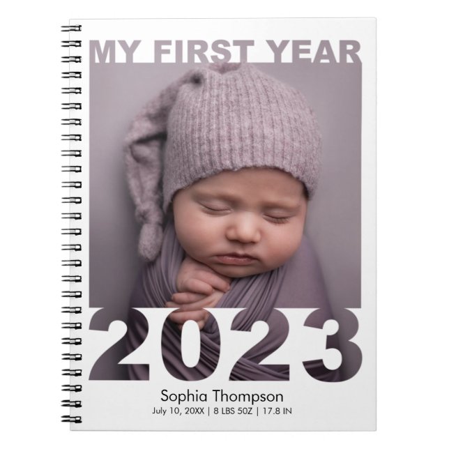 Cuaderno My First Year 2023 Modern Cutout Baby Photo White (Frente)