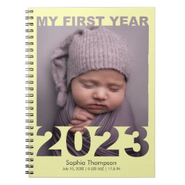 Cuaderno My First Year 2023 Modern Cutout Baby Photo Yellow