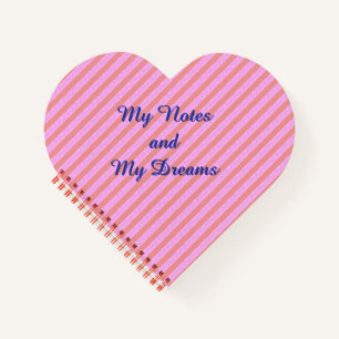 Cuaderno My Notes and My Dreams Pink Heart Spiral Notebook