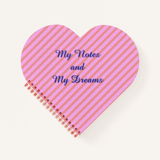 Cuaderno My Notes and My Dreams Pink Heart Spiral Notebook (Anverso)