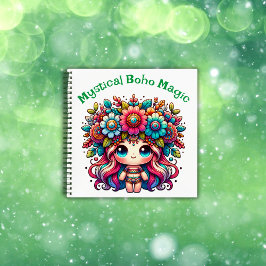 Cuaderno Mystic Boho Magic Green Text on White |