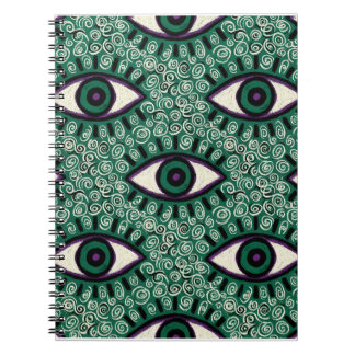 Cuaderno "Mystic Emerald Eyes" - Psychedelic Swirl Seamless