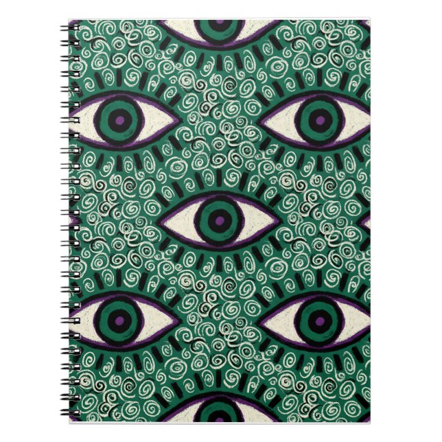 Cuaderno "Mystic Emerald Eyes" - Psychedelic Swirl Seamless (Frente)