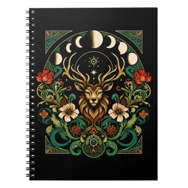 Cuaderno Mystic Pagan Stag y Moon Phase (Frente)