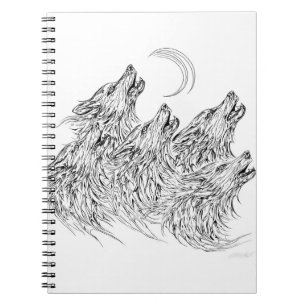 Cuaderno Mystical Black Howling Wolves Art