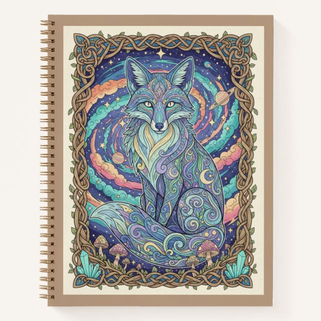 Cuaderno Mystical Fox Cosmic Nebula Zen tangle Journal (Anverso)
