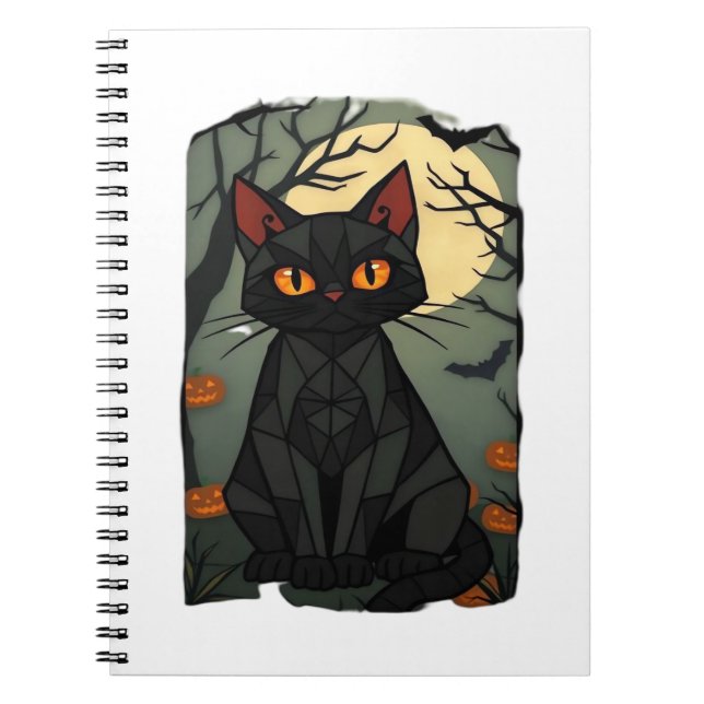 Cuaderno Mystical Halloween Black Cat Art - Spookly Feline  (Frente)