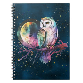 Cuaderno Mystical Rainbow Owl y Full Moon Celestial