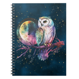 Cuaderno Mystical Rainbow Owl y Full Moon Celestial
