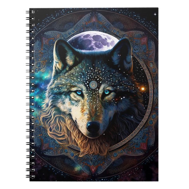 Cuaderno Mystical Wolf Moon Mandala (Frente)