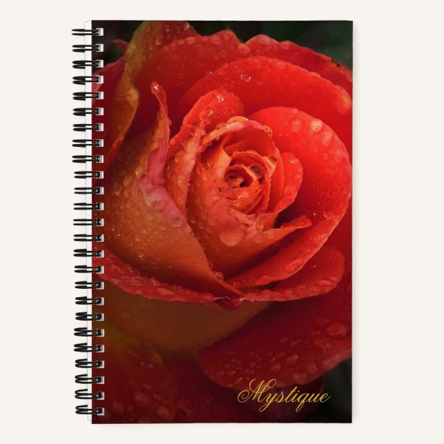 Cuaderno Mystique Dark Botanical Red Orange Rose Journal (Anverso)