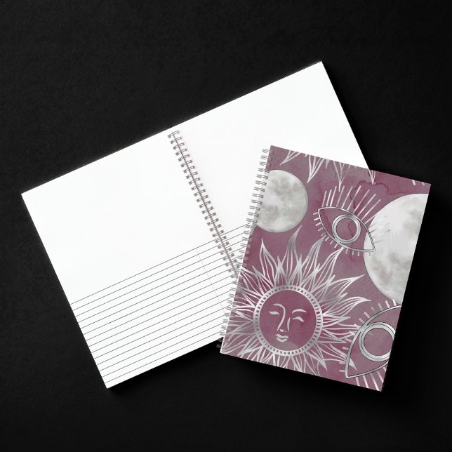 Cuaderno Mystique solar | Plata Rosa Estrellas Luna Ojos so (Subido por el creador)