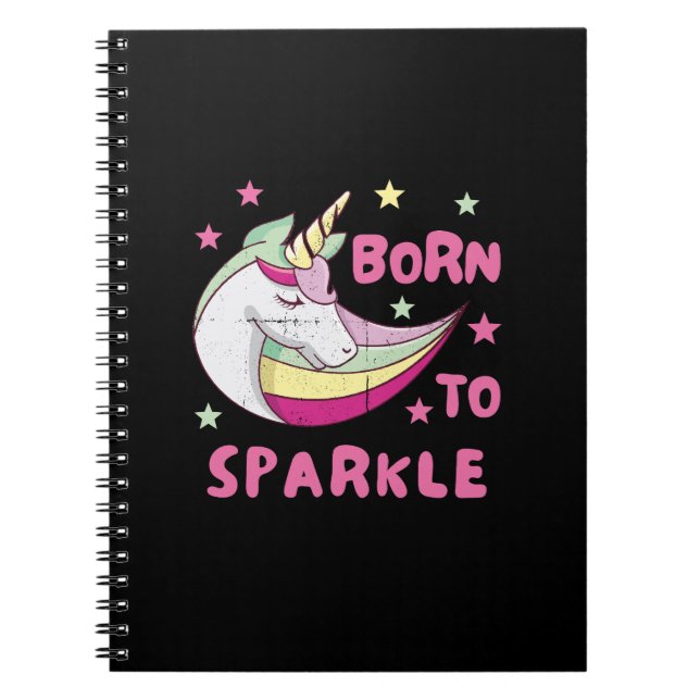 Cuaderno Nacido para ser un Unicornio Brillo Mágico (Frente)