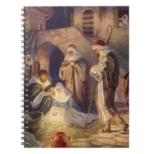 Cuaderno Nacimiento de Navidad vintage, 3 pastores y Jesús