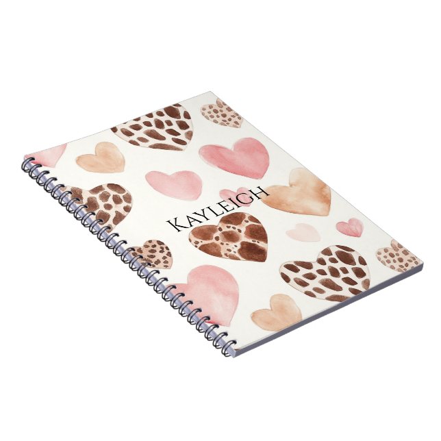 Cuaderno Nacimiento del leopardo marrón crema rosa (Lado Derecho)