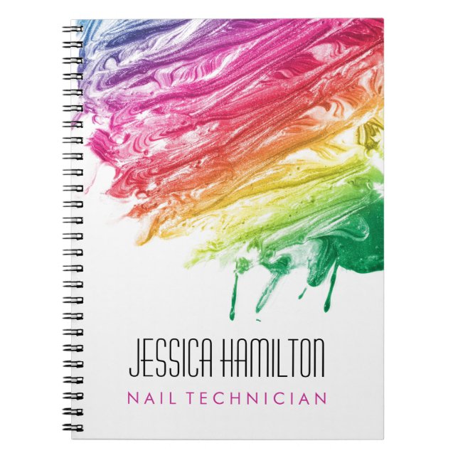 Cuaderno Nail polaco del derrame del arco iris - técnico de (Frente)