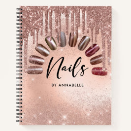 Cuaderno Nails Modern Rosa Gold Purpurina Drips Nombramient
