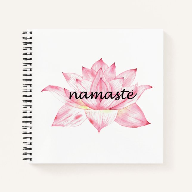 Cuaderno Namaste, flor rosa de Lotus (Anverso)