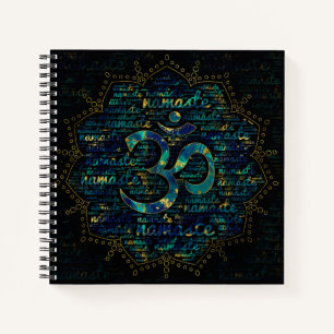 Cuaderno Namaste Word Art en Lotus con símbolo OM
