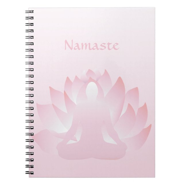 Cuaderno Namaste Yoga Lotus Pose Flor Pink Notebook (Frente)