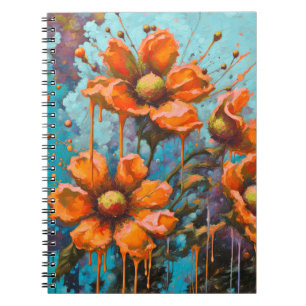 Cuaderno Naranja Abstract Flower with Paint Drips