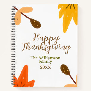 Cuaderno Naranja amarillo caída feliz acción de gracias agr