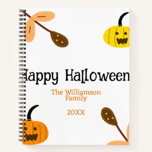 Cuaderno Naranja amarillo otoño feliz halloween añadir fami