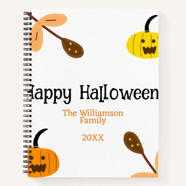 Cuaderno Naranja amarillo otoño feliz halloween añadir fami (Anverso)