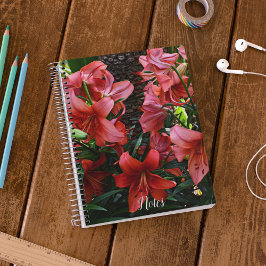 Cuaderno Naranja Asiático Lilies Floral