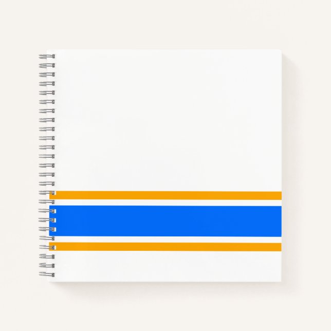 Cuaderno Naranja Azul Brillante Moderno Carreras Bandas En  (Anverso)