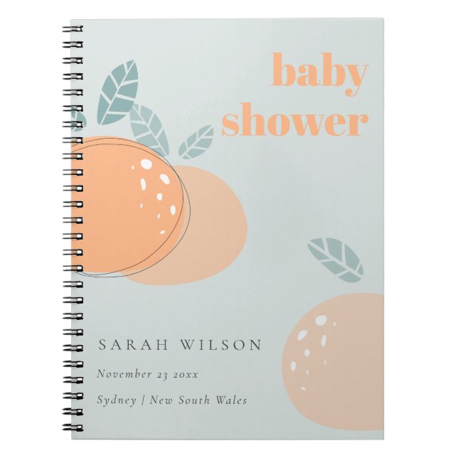 Cuaderno Naranja azul dulce  azul Fruity Bold Baby Shower (Frente)
